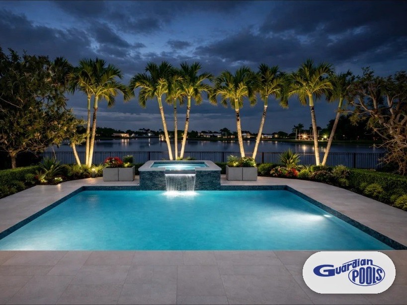 Client's AI-generated dream design for their pool and raised spa remodel, shared before construction